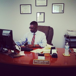 Attorney Swaray at work